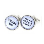 Men Gift Work Cuff Links Wholesale&retail White Color Copper Material Novelty I'M AN ESTATE AGENT TRUST ME Design